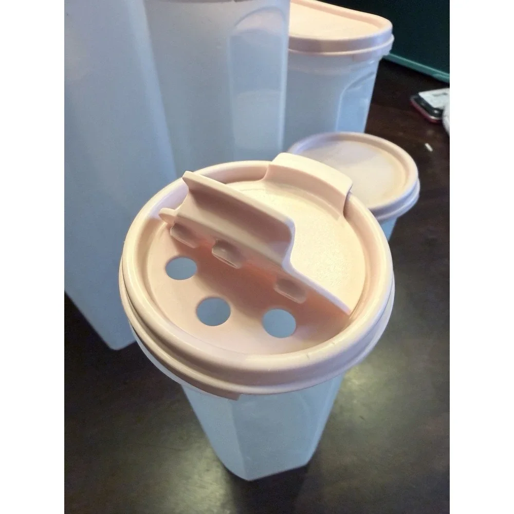 Tupperware Modular Mates Set Of 5 With Pink Lids